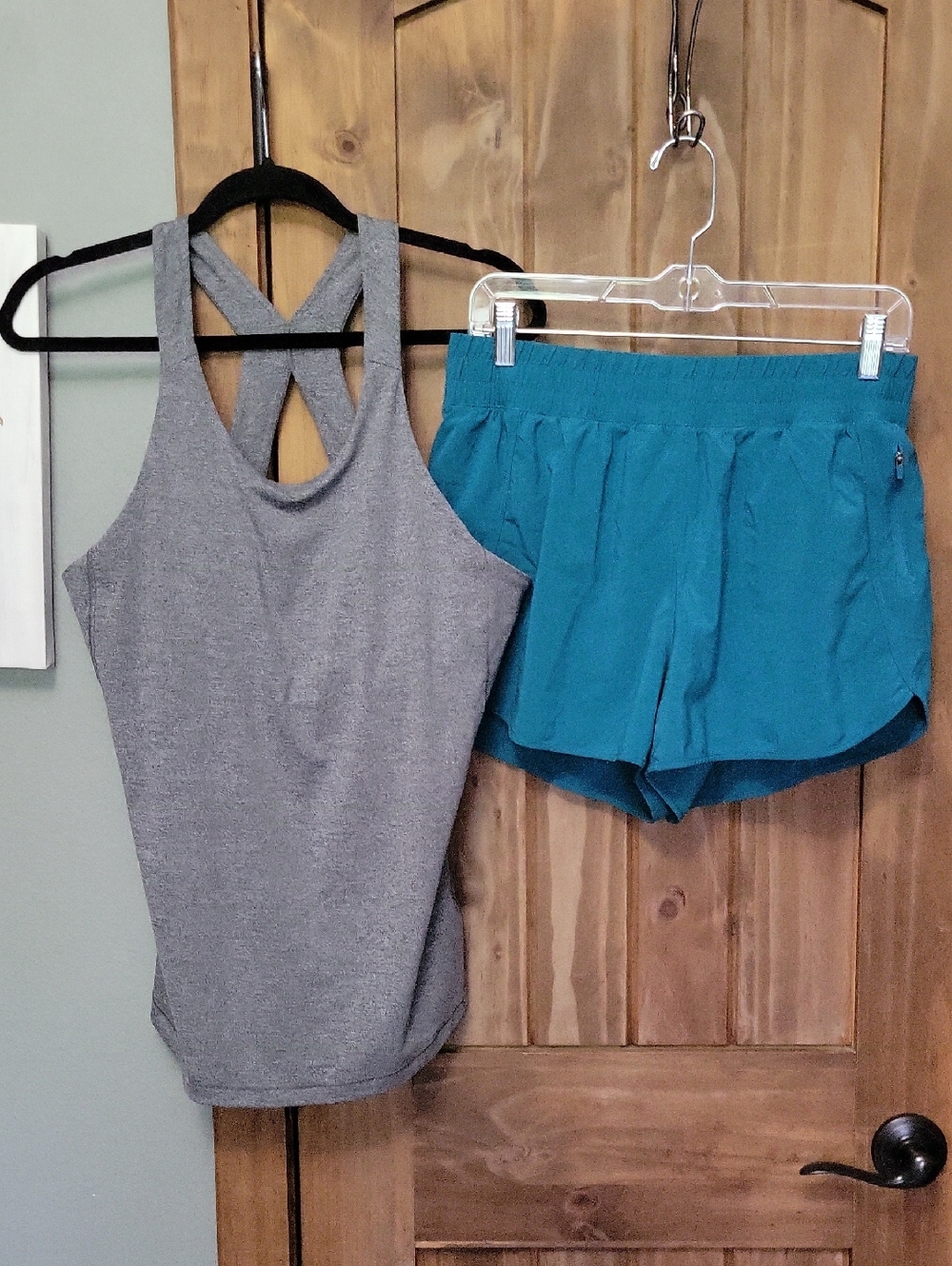 All in motion Heather Gray Active Tank Top/ Teal Athletic Shorts
